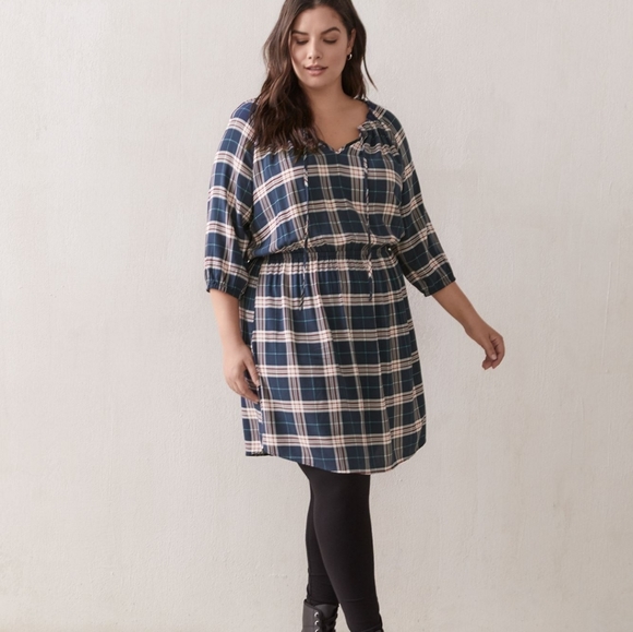 Penningtons Dresses & Skirts - Penningtons In Every Story Blue Plaid Casual Tunic Dress Plus Size Western Boho